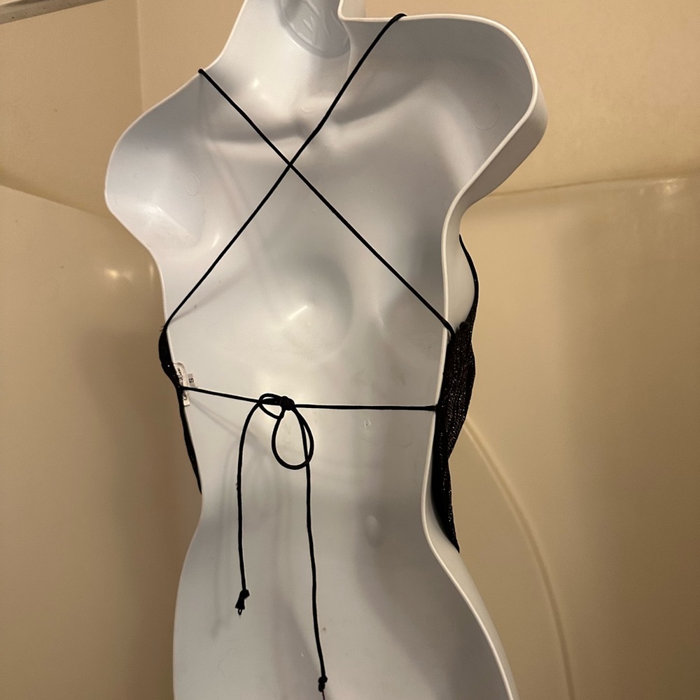 Vintage Backless Sparkly Zebra Print Top - image 6